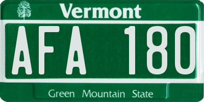 VT license plate AFA180