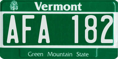 VT license plate AFA182