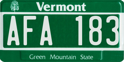 VT license plate AFA183