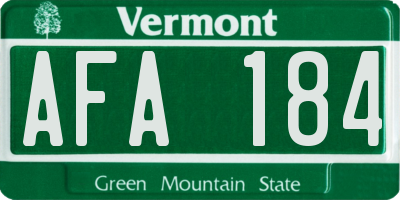 VT license plate AFA184