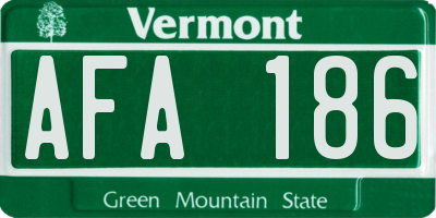 VT license plate AFA186