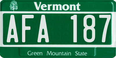 VT license plate AFA187