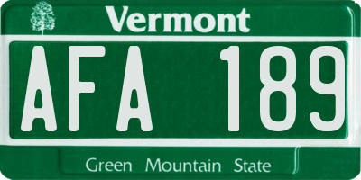 VT license plate AFA189