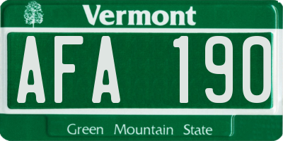 VT license plate AFA190