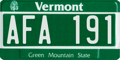 VT license plate AFA191