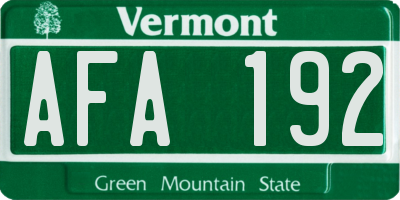VT license plate AFA192