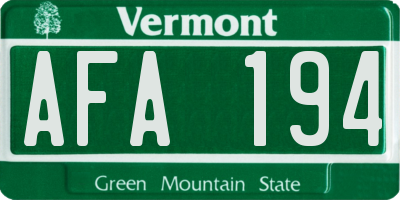 VT license plate AFA194