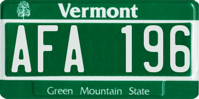 VT license plate AFA196