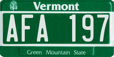 VT license plate AFA197