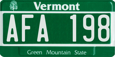 VT license plate AFA198