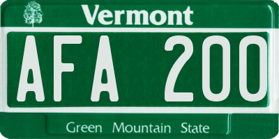 VT license plate AFA200