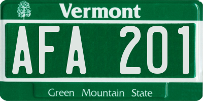 VT license plate AFA201