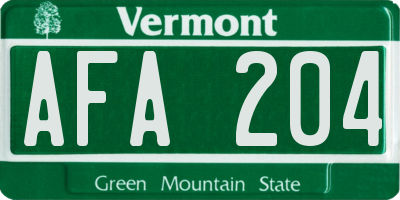 VT license plate AFA204