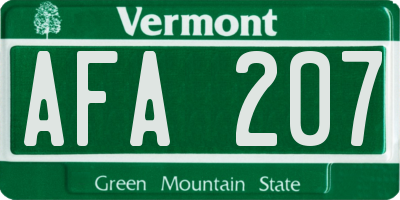 VT license plate AFA207