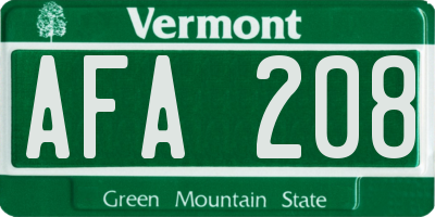 VT license plate AFA208