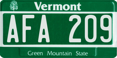VT license plate AFA209