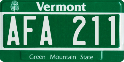 VT license plate AFA211