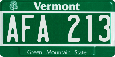 VT license plate AFA213