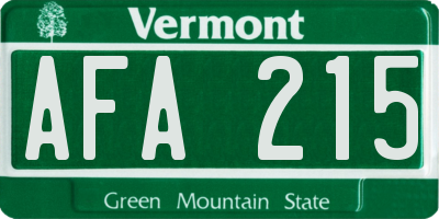 VT license plate AFA215