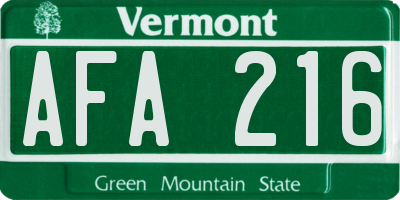 VT license plate AFA216