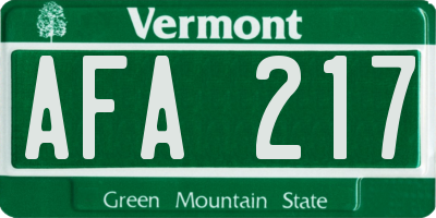 VT license plate AFA217