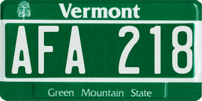 VT license plate AFA218