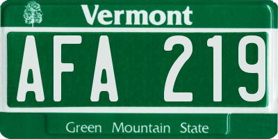 VT license plate AFA219
