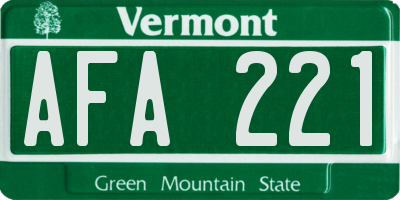 VT license plate AFA221