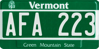 VT license plate AFA223
