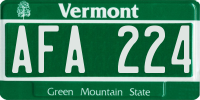 VT license plate AFA224