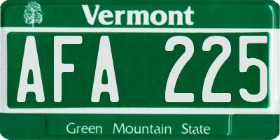 VT license plate AFA225
