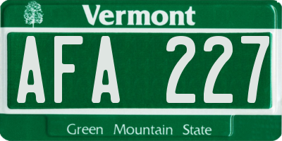 VT license plate AFA227