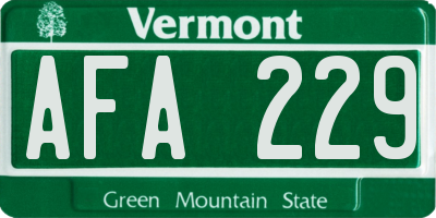 VT license plate AFA229