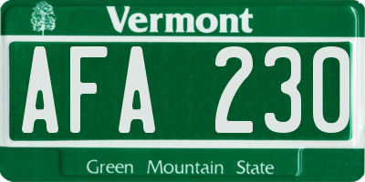 VT license plate AFA230