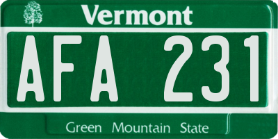 VT license plate AFA231