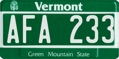 VT license plate AFA233
