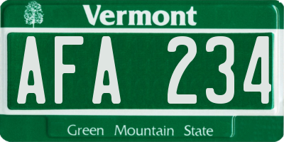 VT license plate AFA234