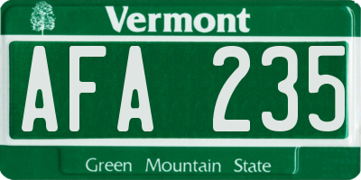 VT license plate AFA235
