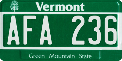 VT license plate AFA236