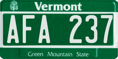VT license plate AFA237