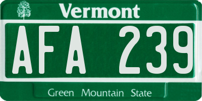 VT license plate AFA239