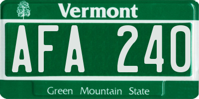 VT license plate AFA240