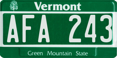 VT license plate AFA243