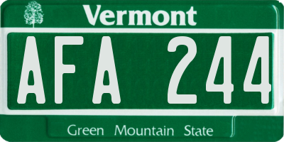 VT license plate AFA244
