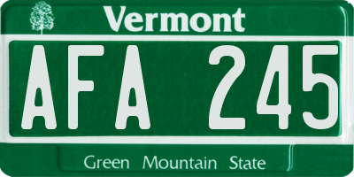VT license plate AFA245