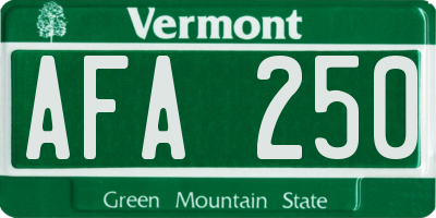 VT license plate AFA250