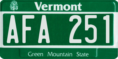 VT license plate AFA251