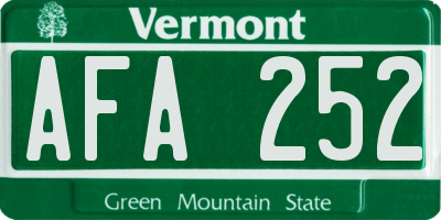 VT license plate AFA252