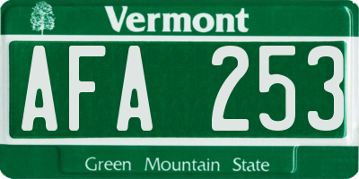 VT license plate AFA253
