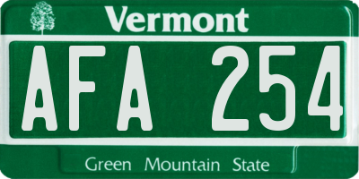 VT license plate AFA254